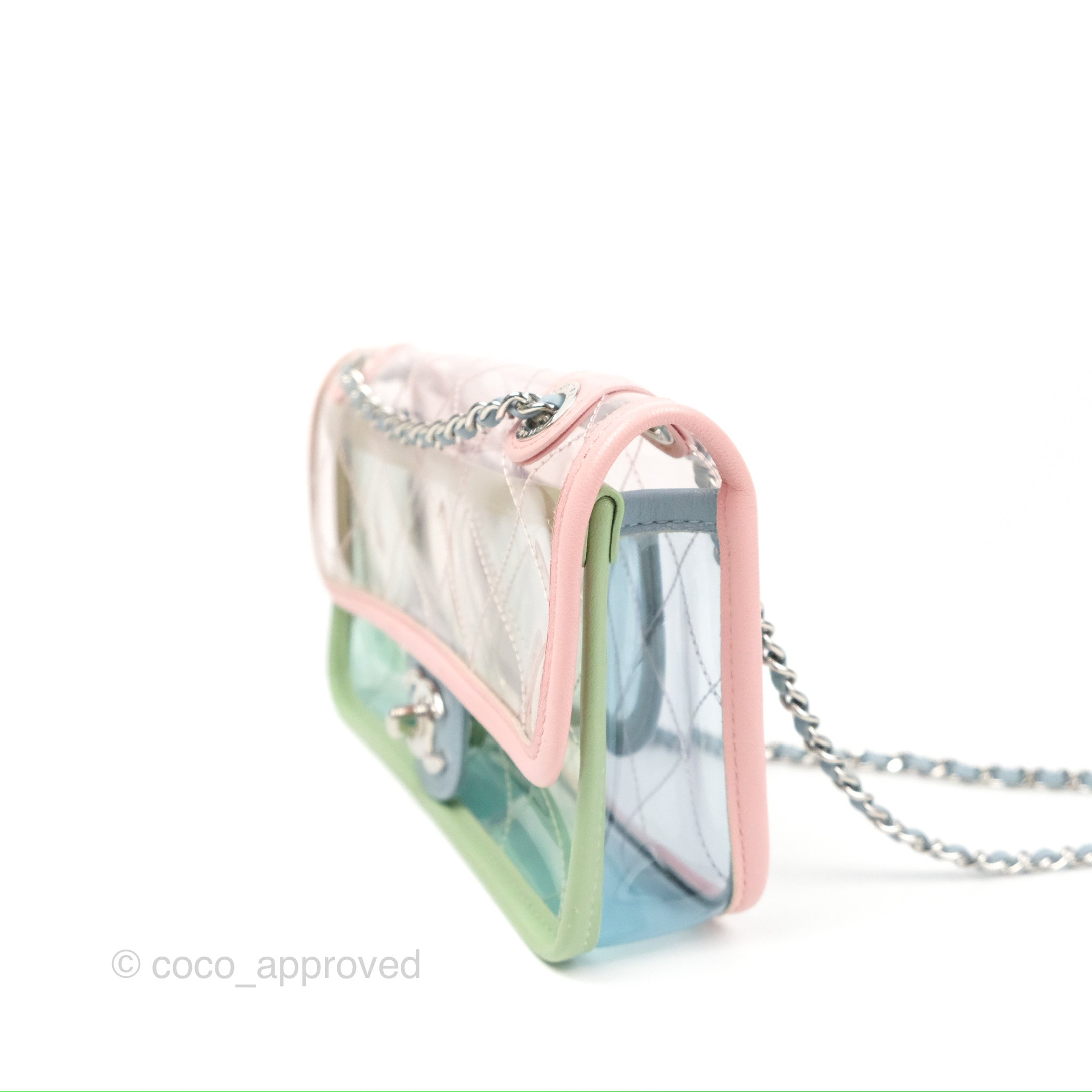 Chanel Mini Coco Splash Flap Bag PVC Lambskin Pink/Blue/Green Silver H –  Coco Approved Studio