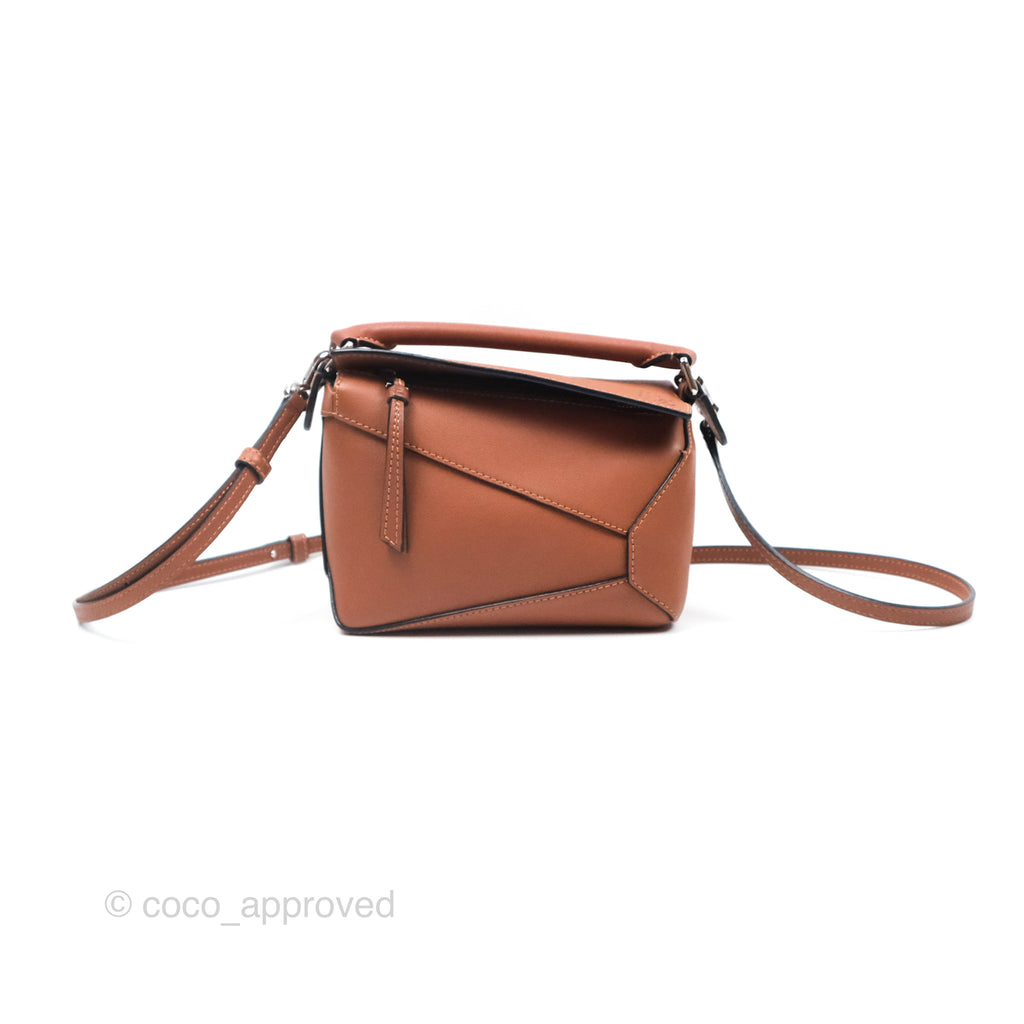 Loewe Mini Puzzle Edge Bag Tan Calfskin Palladium Hardware