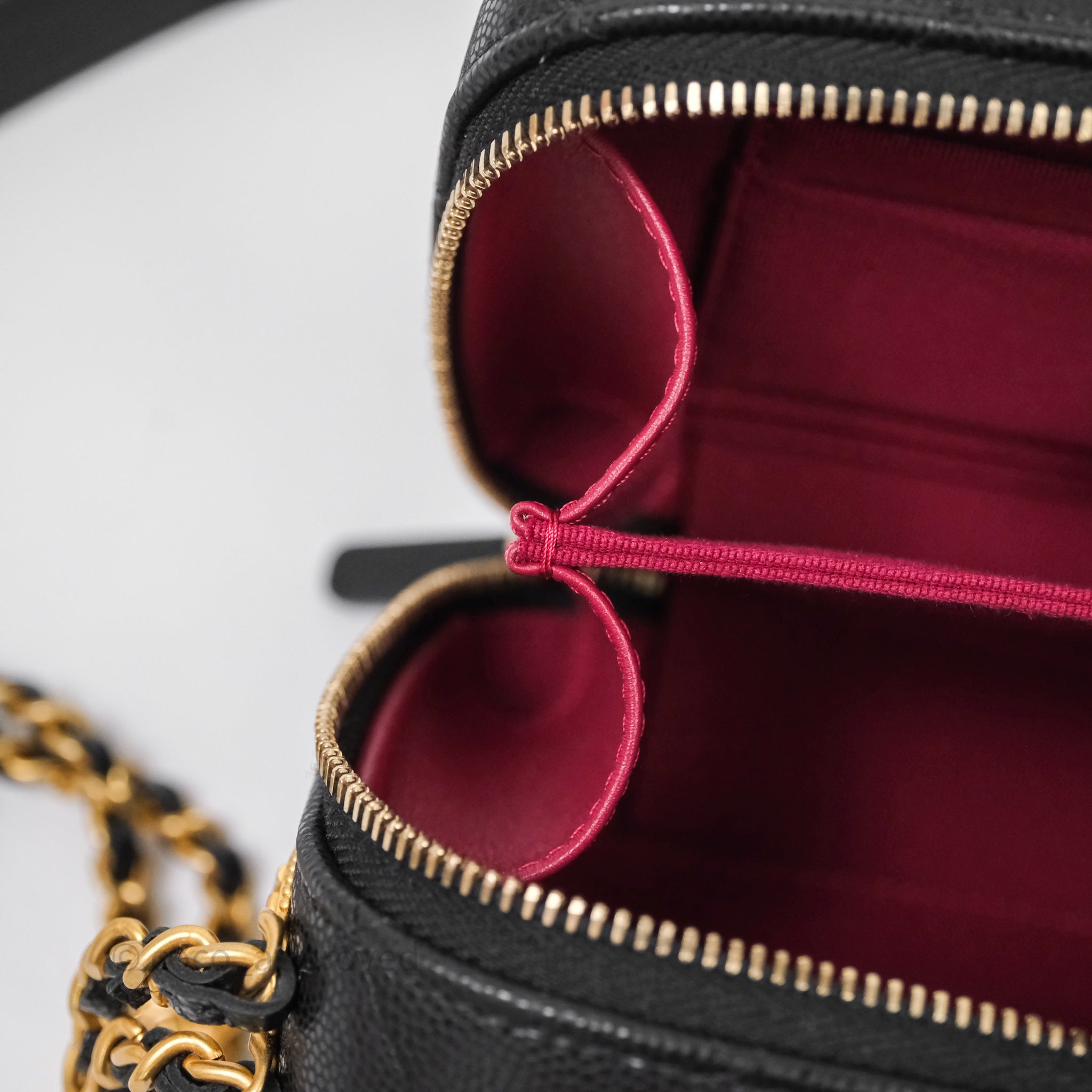 Chanel Quilted CC Coins Purse Chain Camera Case Black Caviar Aged 