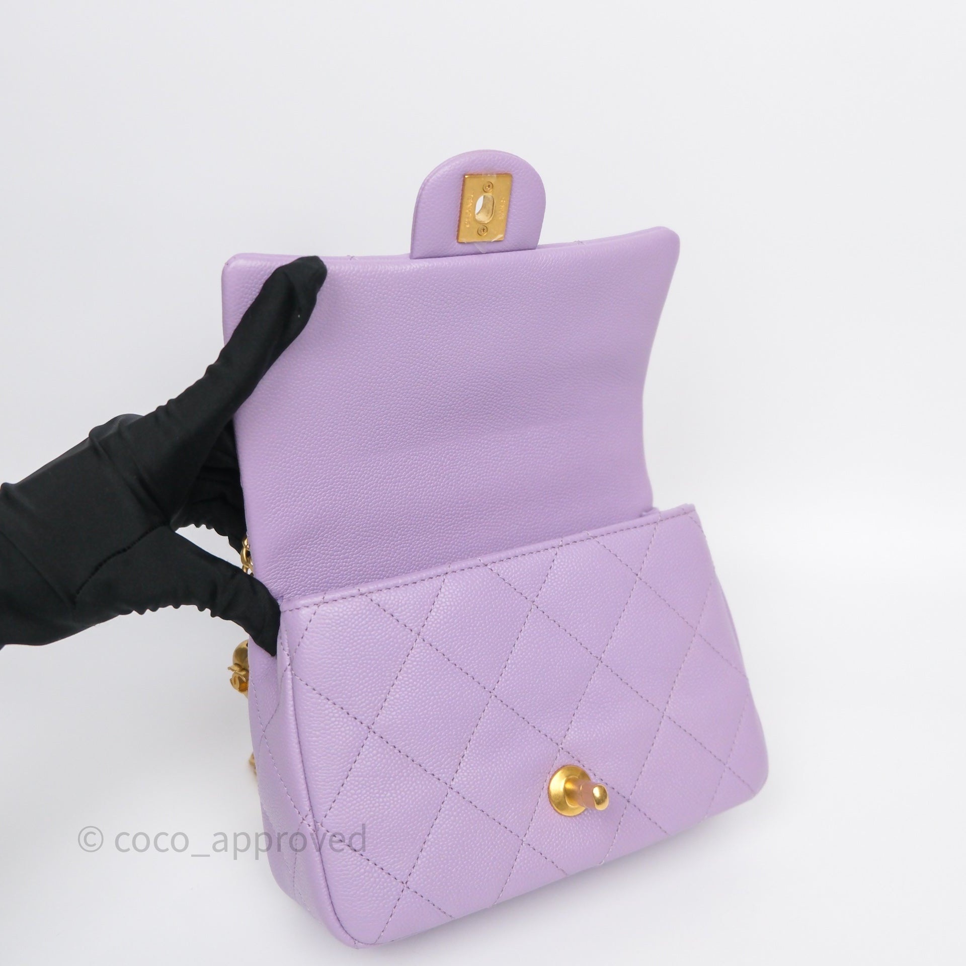 Chanel Heart Crush Mini Flap Bag Lilac Purple Caviar Aged Gold