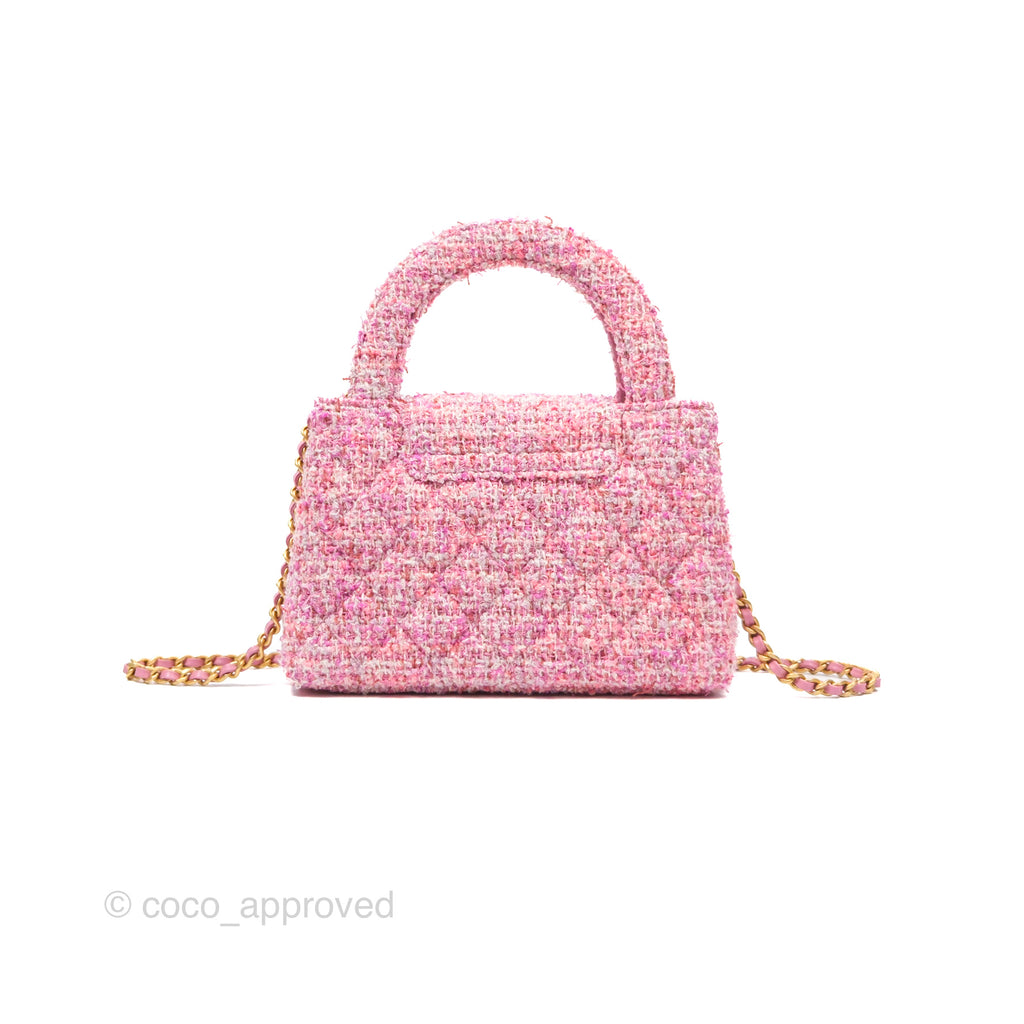 Chanel Kelly Bag Pink Tweed Aged Gold Hardware