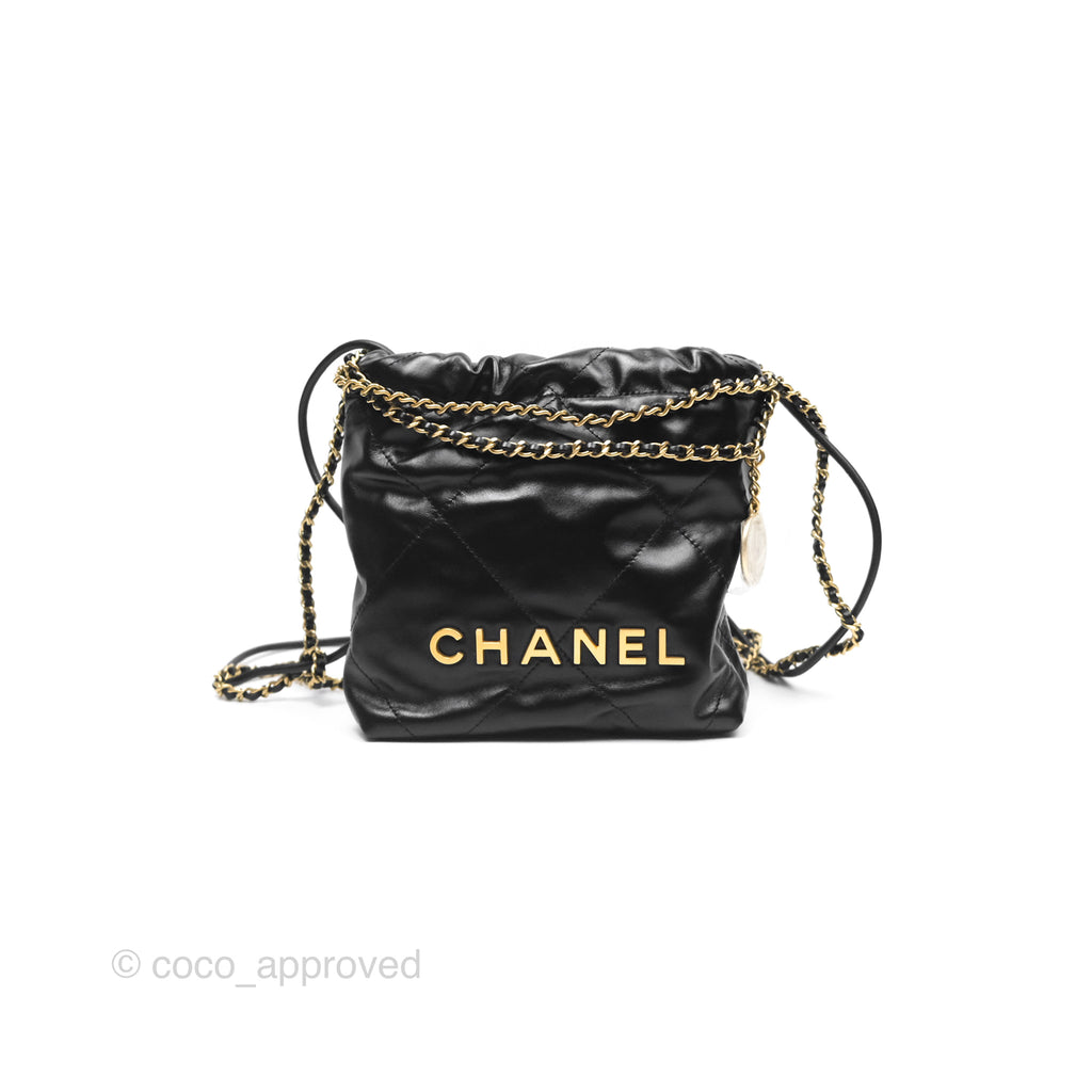 Chanel 22 Mini Bag Black Crumpled Calfskin