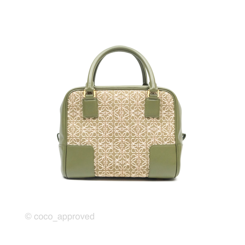 Loewe Amazona 19 Square Green/ Avocado Green in Anagram Jacquard and Calfskin