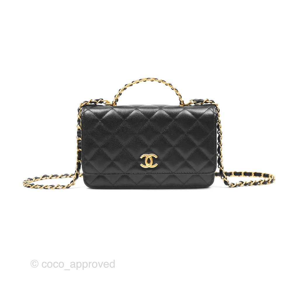 Chanel Top Handle Wallet On Chain WOC Black Caviar Gold Hardware 22S