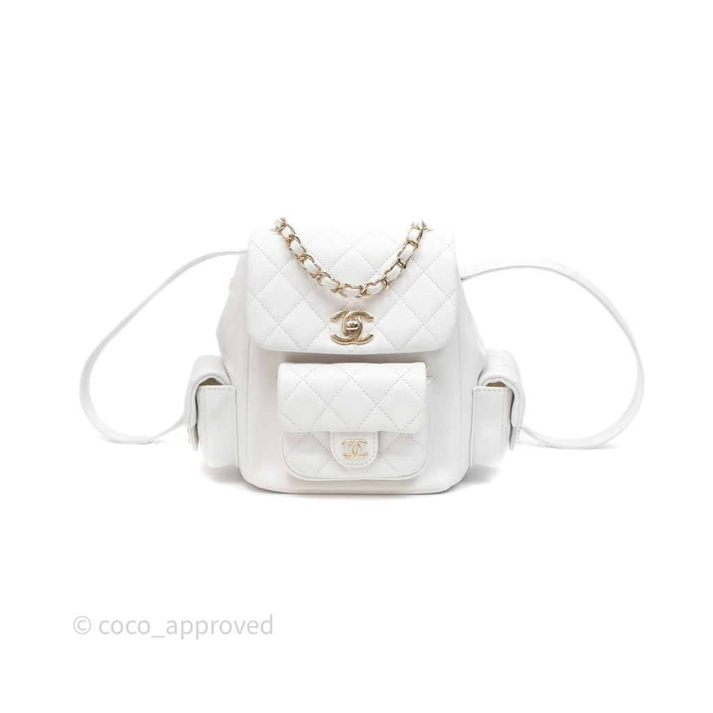 Chanel Small Duma Backpack White Caviar Gold Hardware
