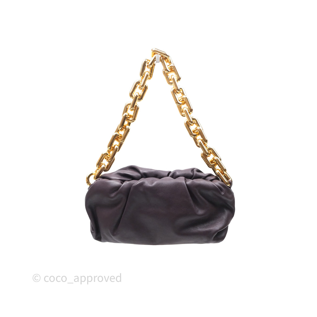 Bottega Veneta Chain Pouch Brown Calfskin Gold Hardware