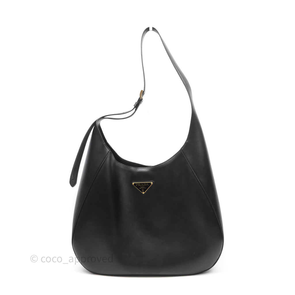 Prada Hobo Black Leather Shoulder Bag