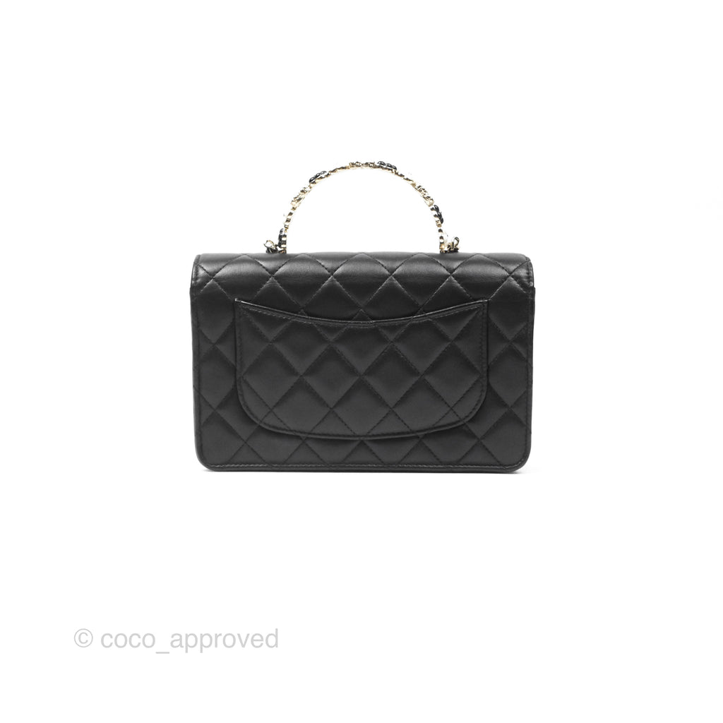 Chanel Camellia Handle WOC with Chain Black Lambskin 23K