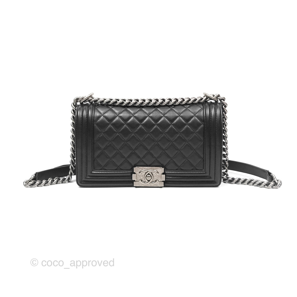 Chanel Medium Boy Quilted Black Calfskin Ruthenium Hardware