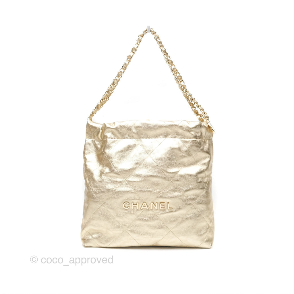 Chanel 22 Small Quilted Iridescent Gold Gold Hardware