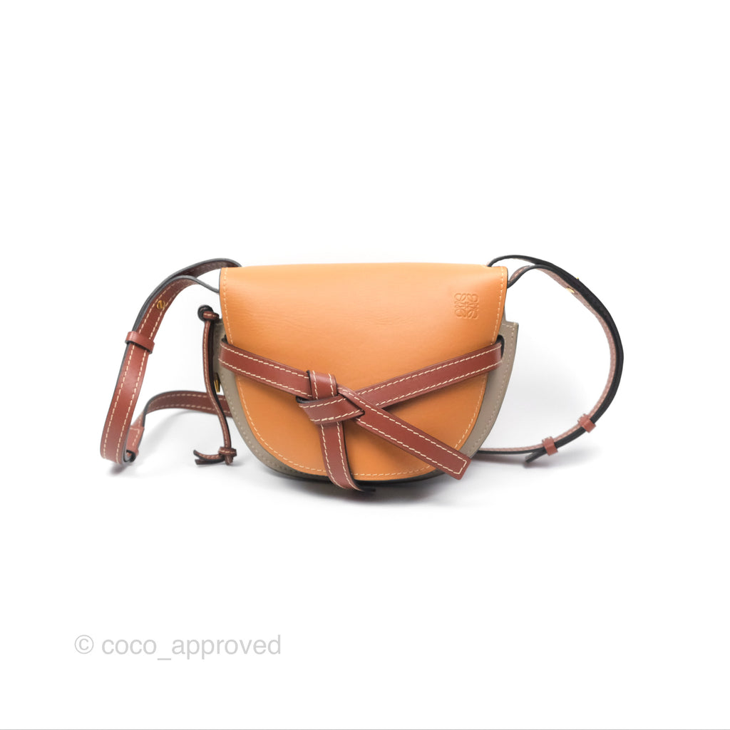 Loewe Small Gate Bag Smooth Calfskin Amber/Light Grey/Rust