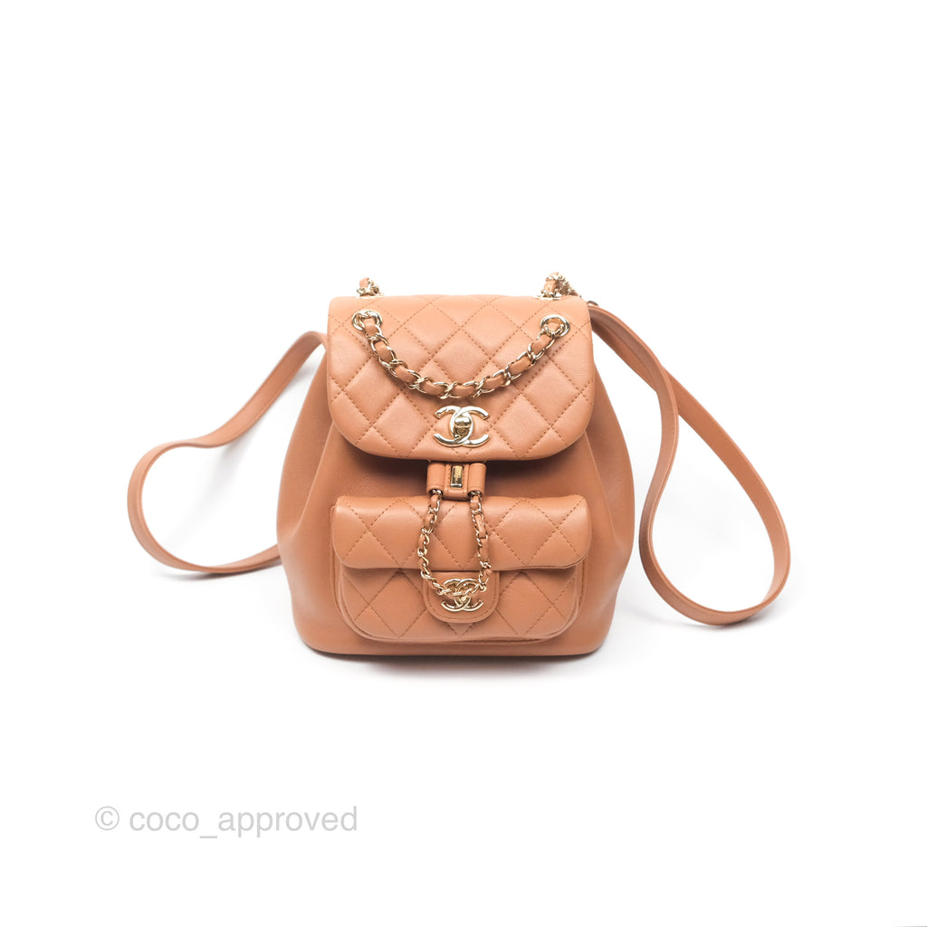 Chanel Small Duma Drawstring Backpack Camel Calfskin 24P