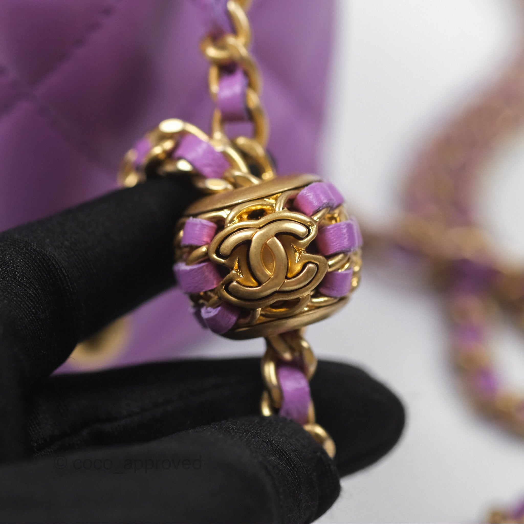 Chanel Pearl Crush Vanity With Chain Purple Lambskin Aged Gold