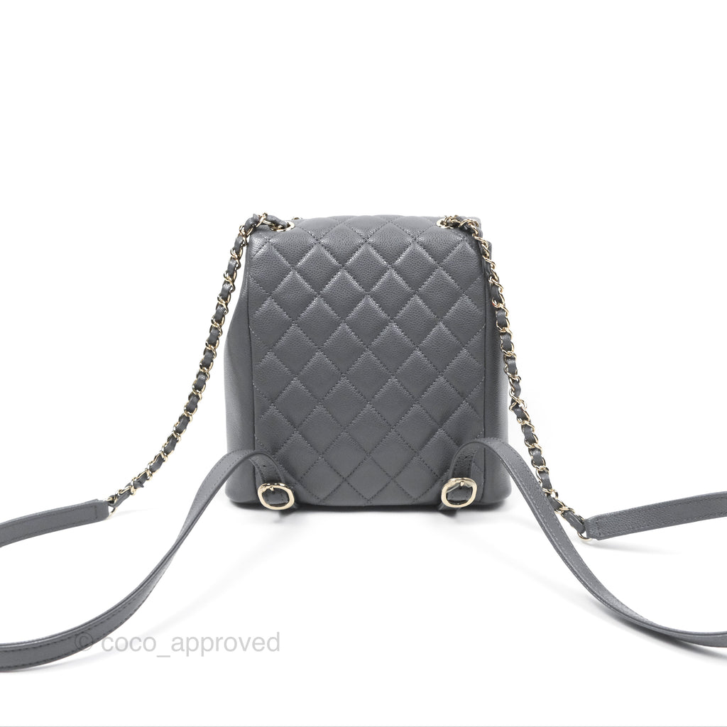 Chanel Duma Backpack Medium Grey Caviar Gold Hardware