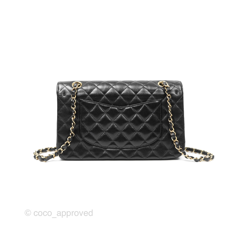 Chanel Classic M/L Medium Flap Quilted Black Caviar Gold Hardware