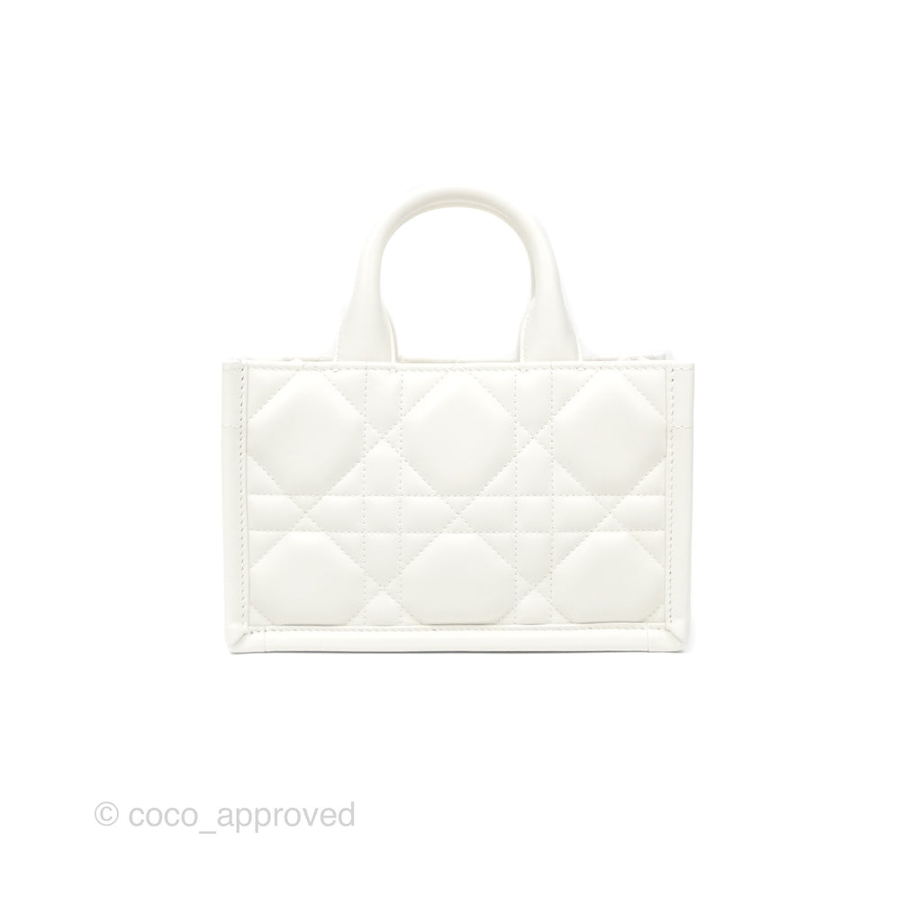 Christian Dior Mini Dior Book Tote Latte Macrocannage Calfskin Gold Hardware