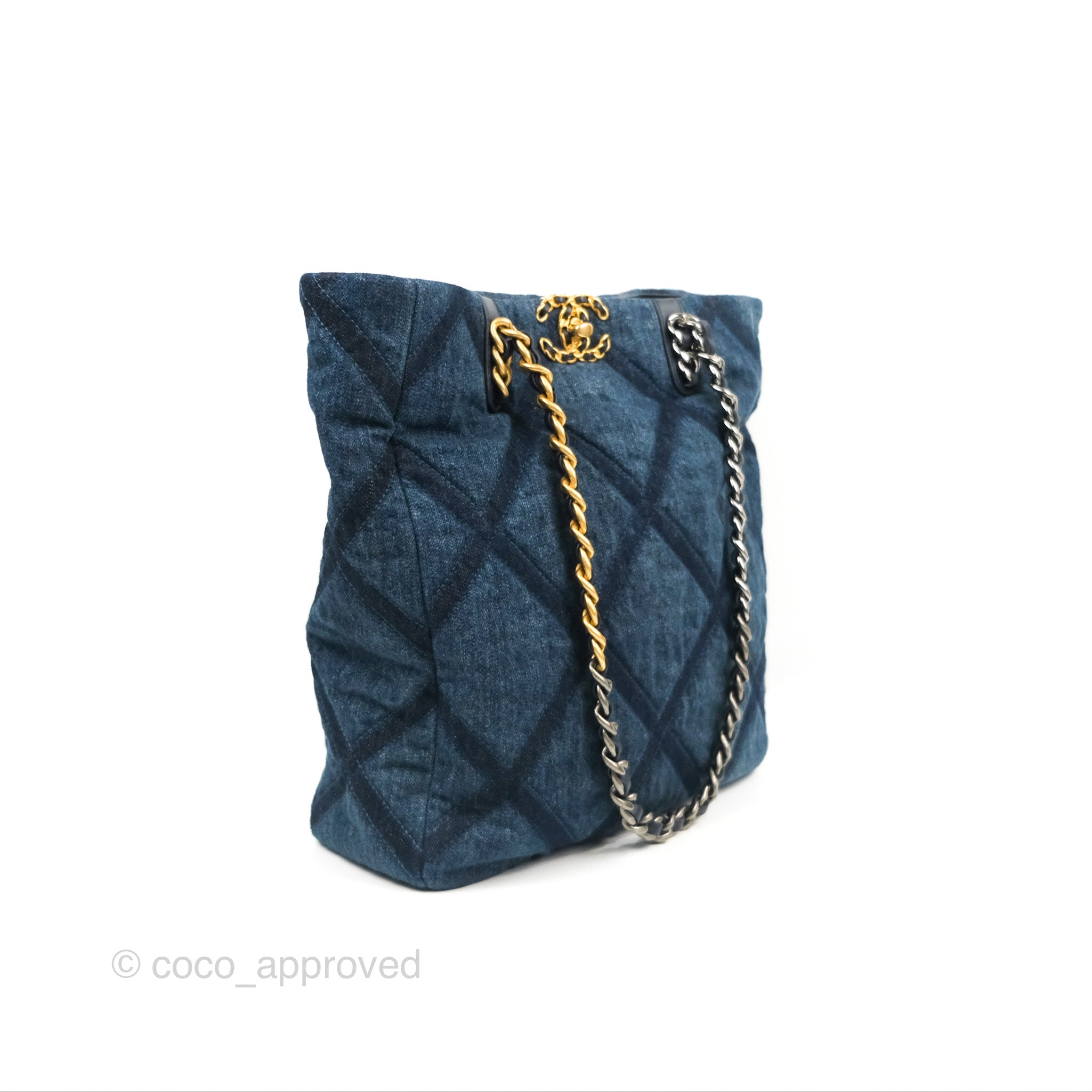Chanel Denim Quilted Medium Chanel 19 Flap Blue