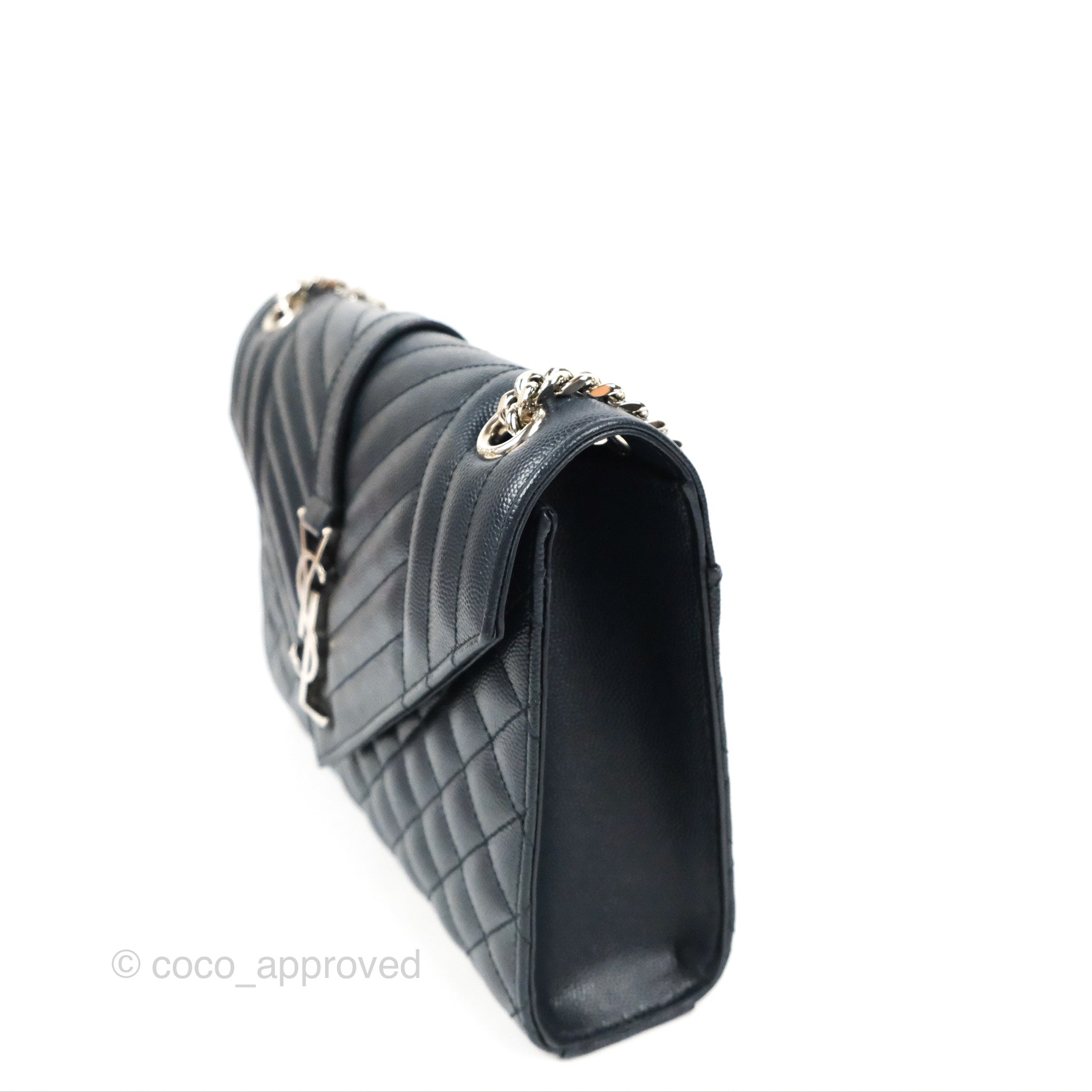 YSL medium Envelope flap bag in black Caviar leather bag - this is