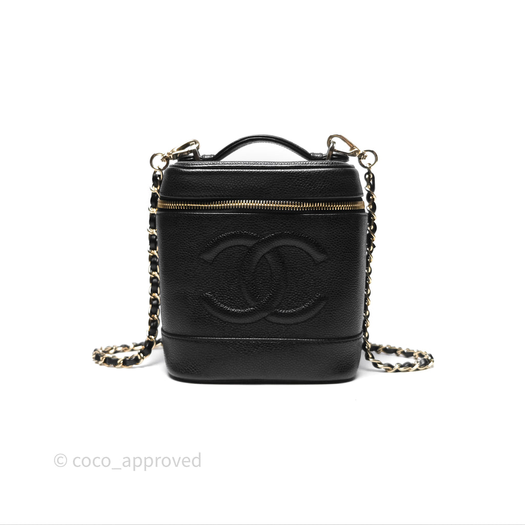 Chanel Vintage Vanity Case Black Caviar Gold Hardware