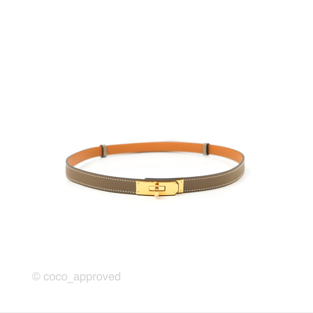 Hermès Kelly Buckle Belt Etoupe Epsom Gold Hardware