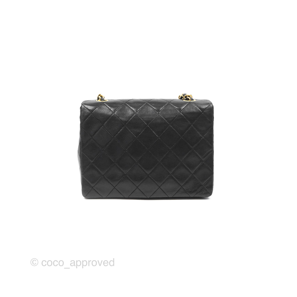 Chanel Vintage Square Flap Bag Black Lambskin 24K Gold Hardware