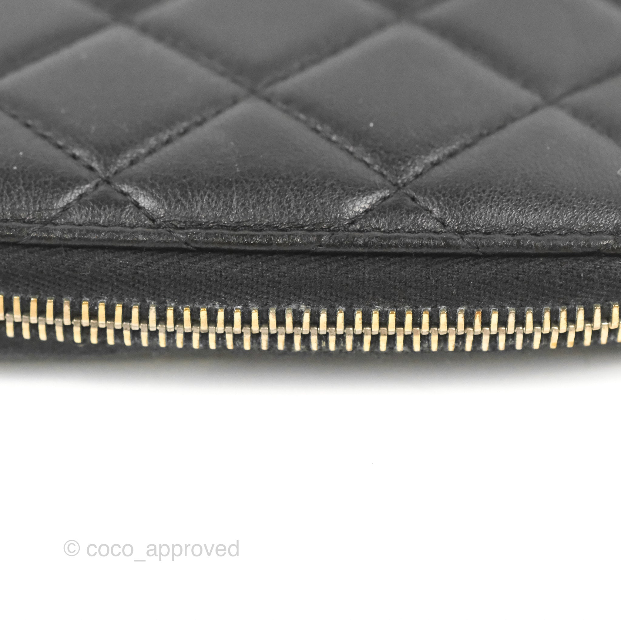 Chanel Zip Around Organiser Wallet Black Lambskin Gold Hardware