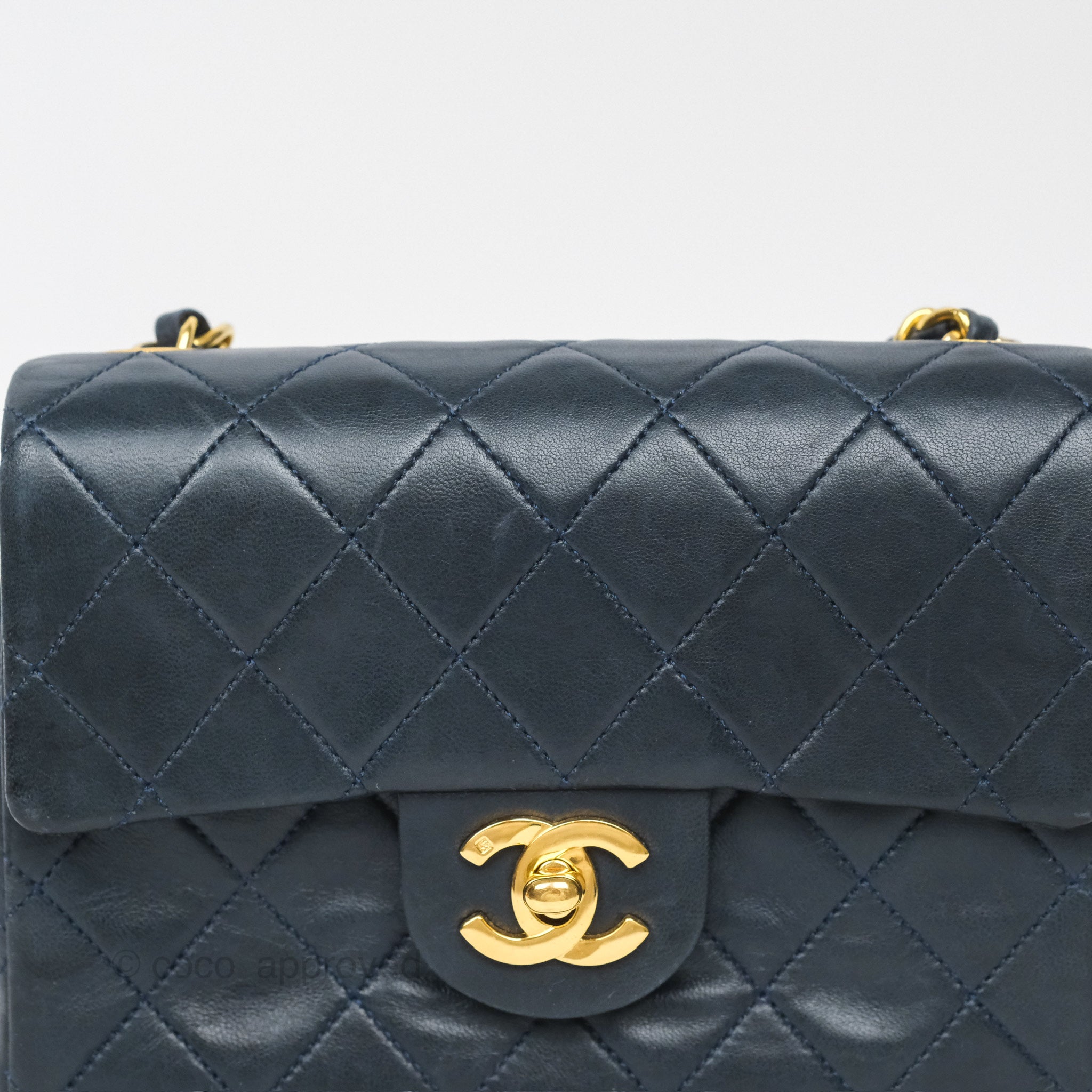 Chanel Vintage Mini Square Navy Lambskin 24K Gold Hardware – Coco