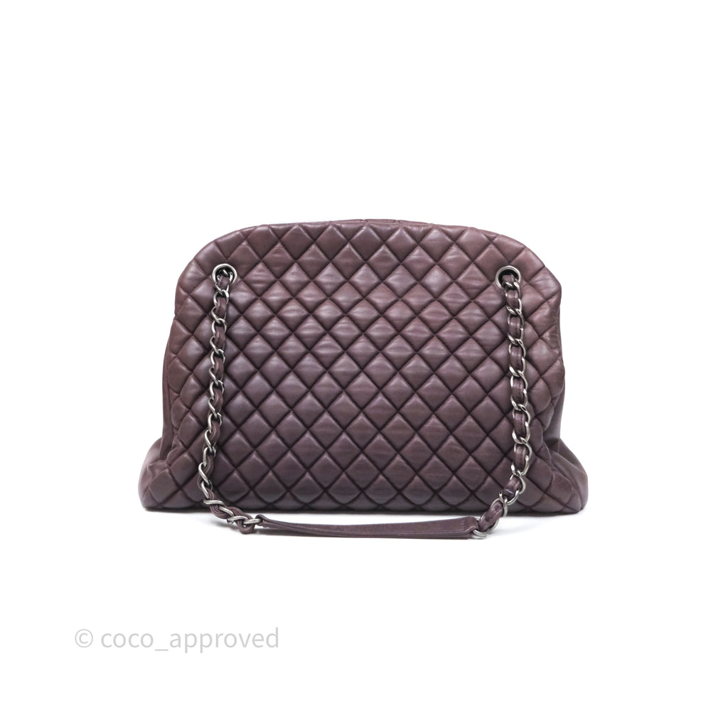 Chanel Large Mademoiselle Bowling Crumpled Calfskin Purple Ruthenium Hardware