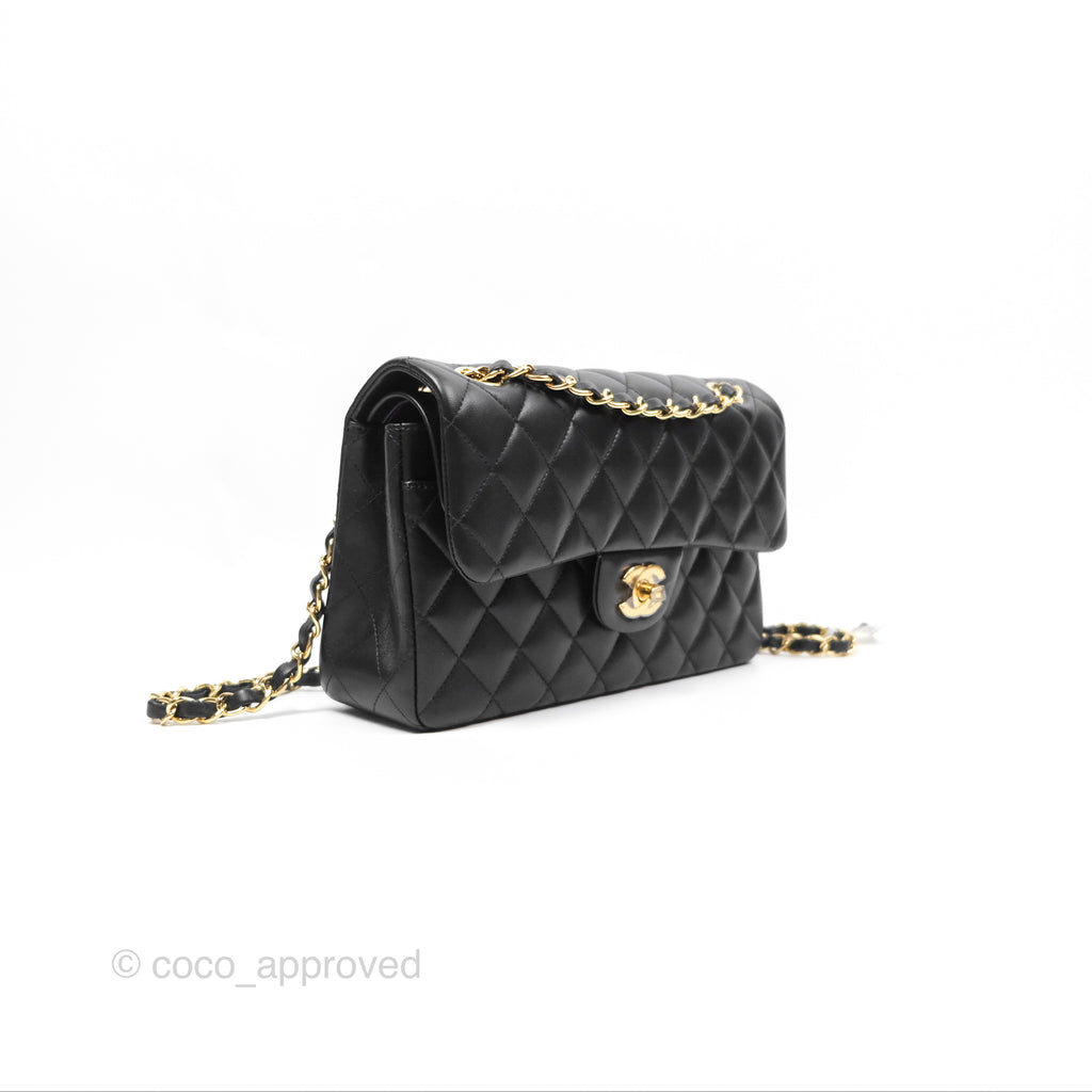 Chanel Small Classic Flap Quilted Black Lambskin Gold Hardware