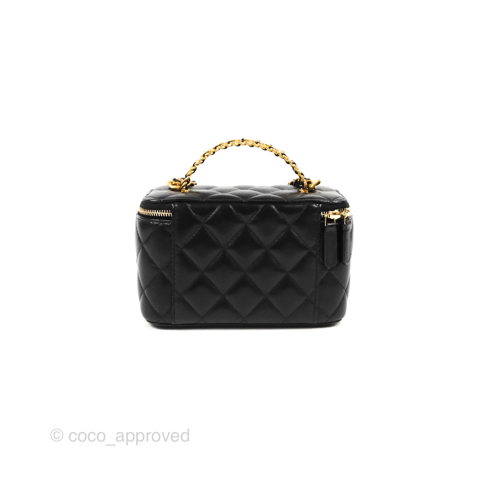 Chanel Pick Me Up Vanity Case Black Lambskin Aged Gold Hardware