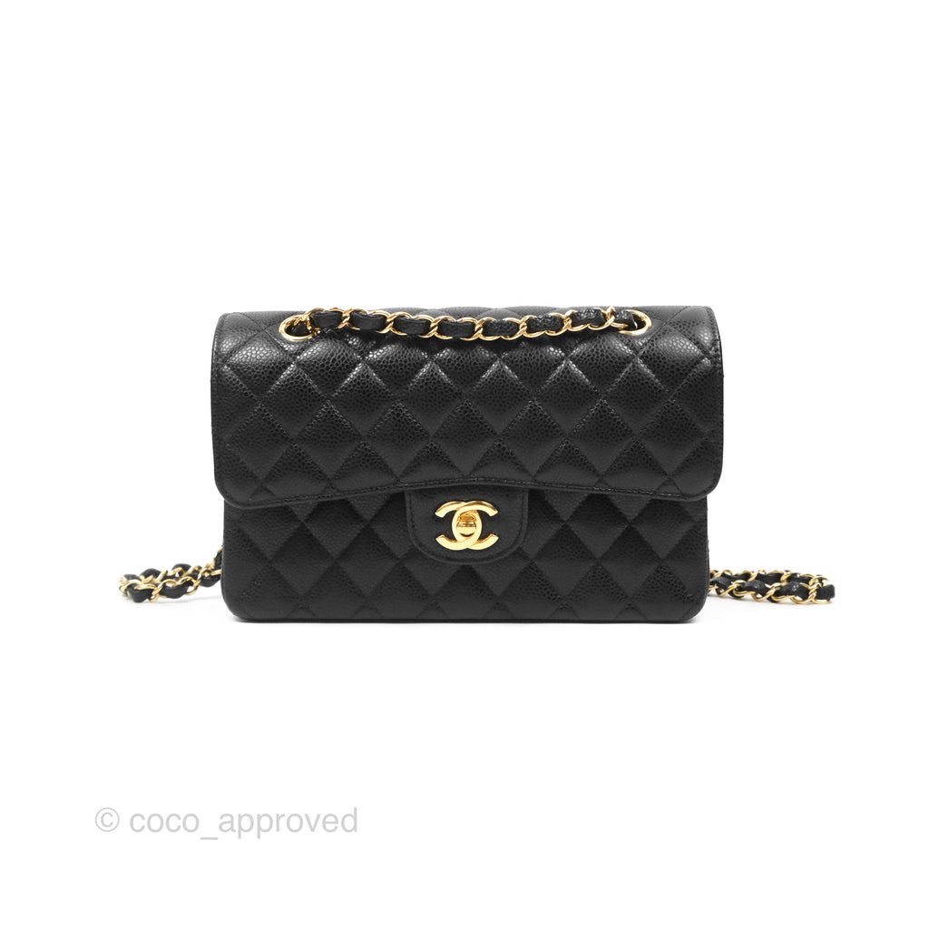 Chanel Small Classic Quilted Flap Black Caviar Gold Hardware