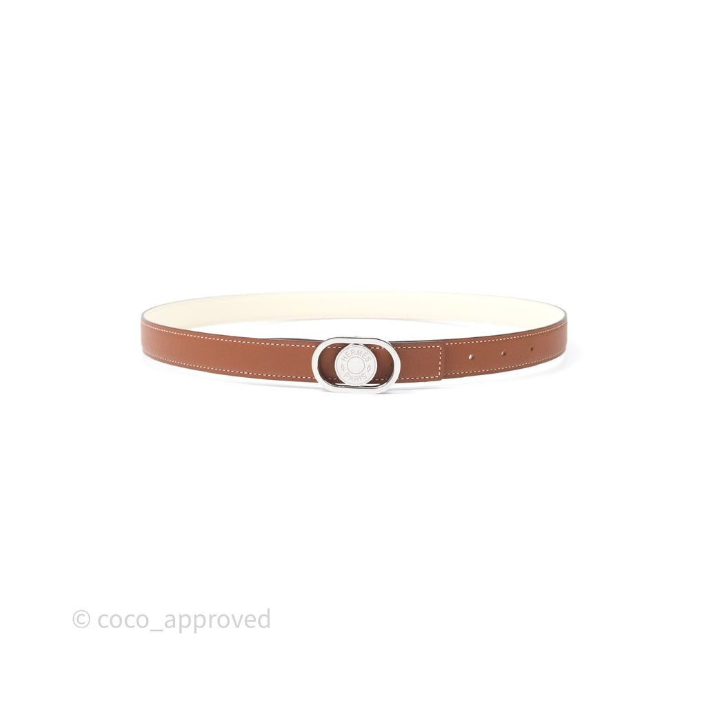Hermès Clou De Selle Belt Buckle & Reversible Strap Gold/ Nata Palladium Hardware