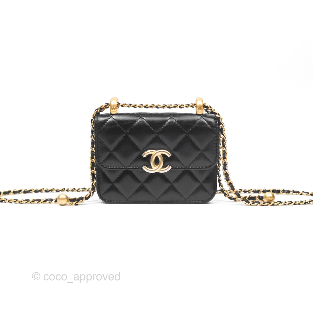 Chanel Perfect Fit Clutch with Chain Black Calfskin Aged Gold Hardware