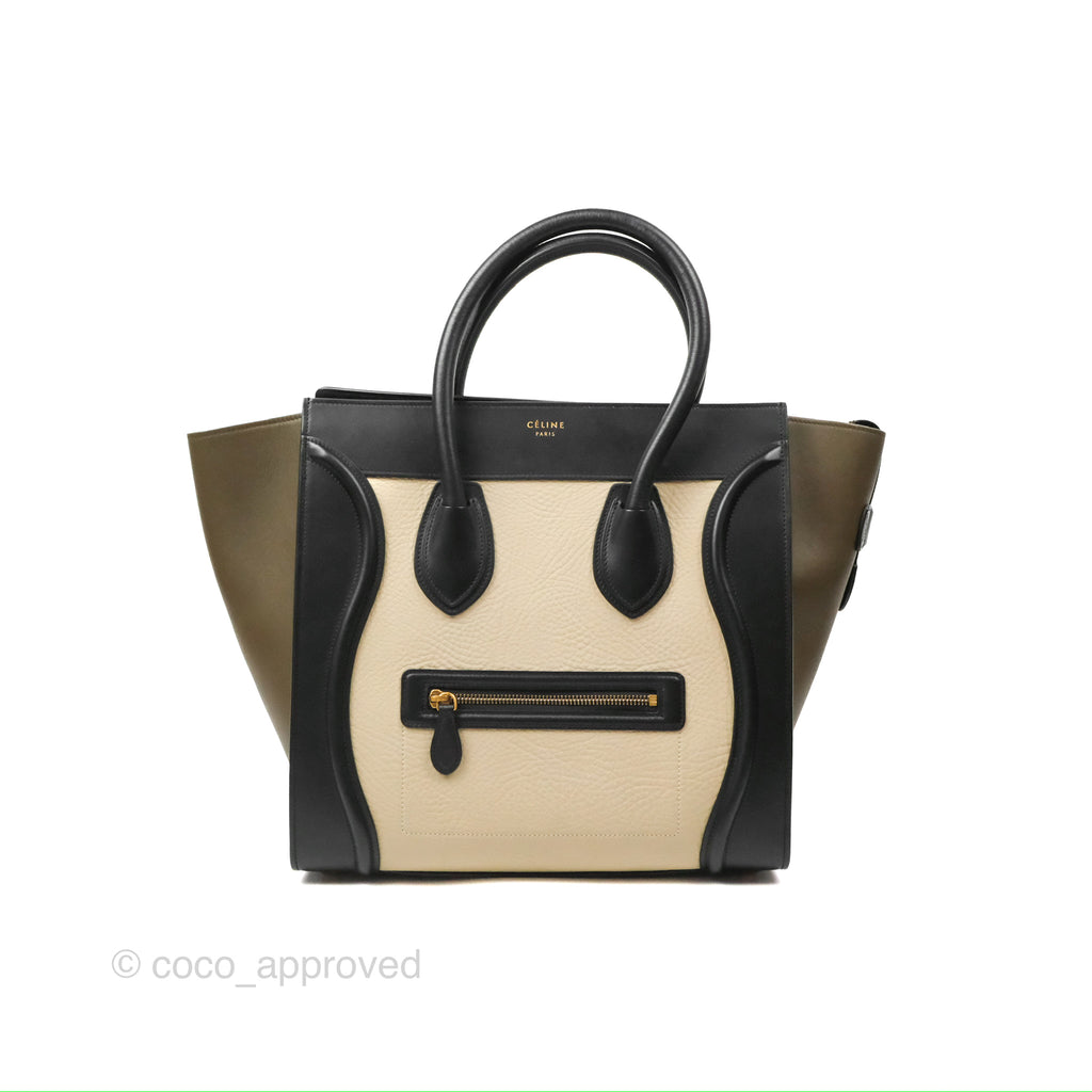 Celine Mini Luggage Bag Black/Brown/Ivory Calfskin