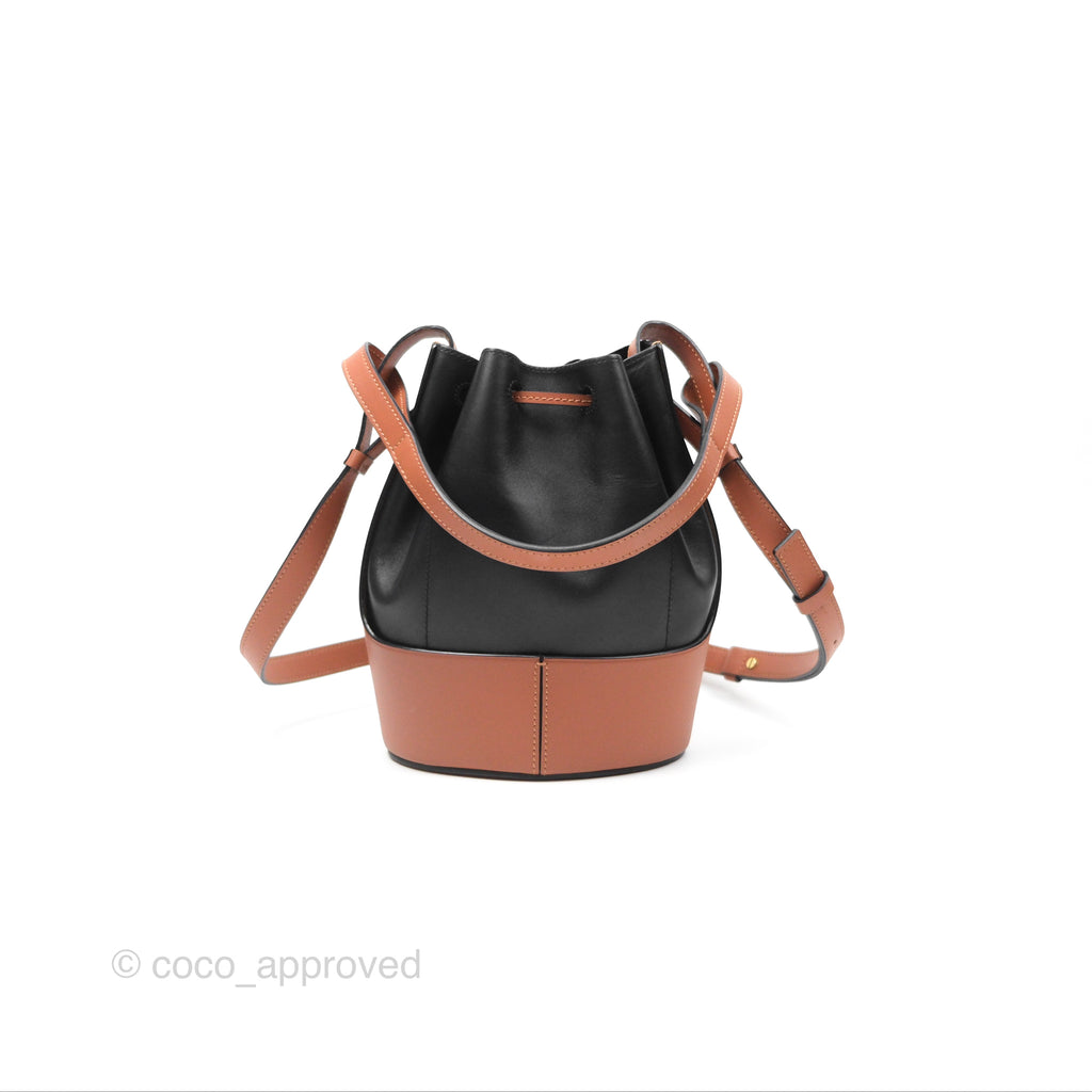 Loewe Small Balloon Bucket Bag Black Tan Calfskin