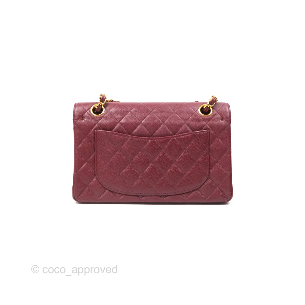 Chanel Vintage Classic Small S/M Flap Burgundy Caviar Gold Hardware