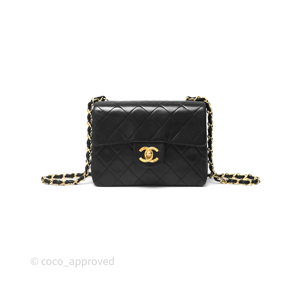 Chanel Vintage Mini Square Black Lambskin 24K Gold Hardware