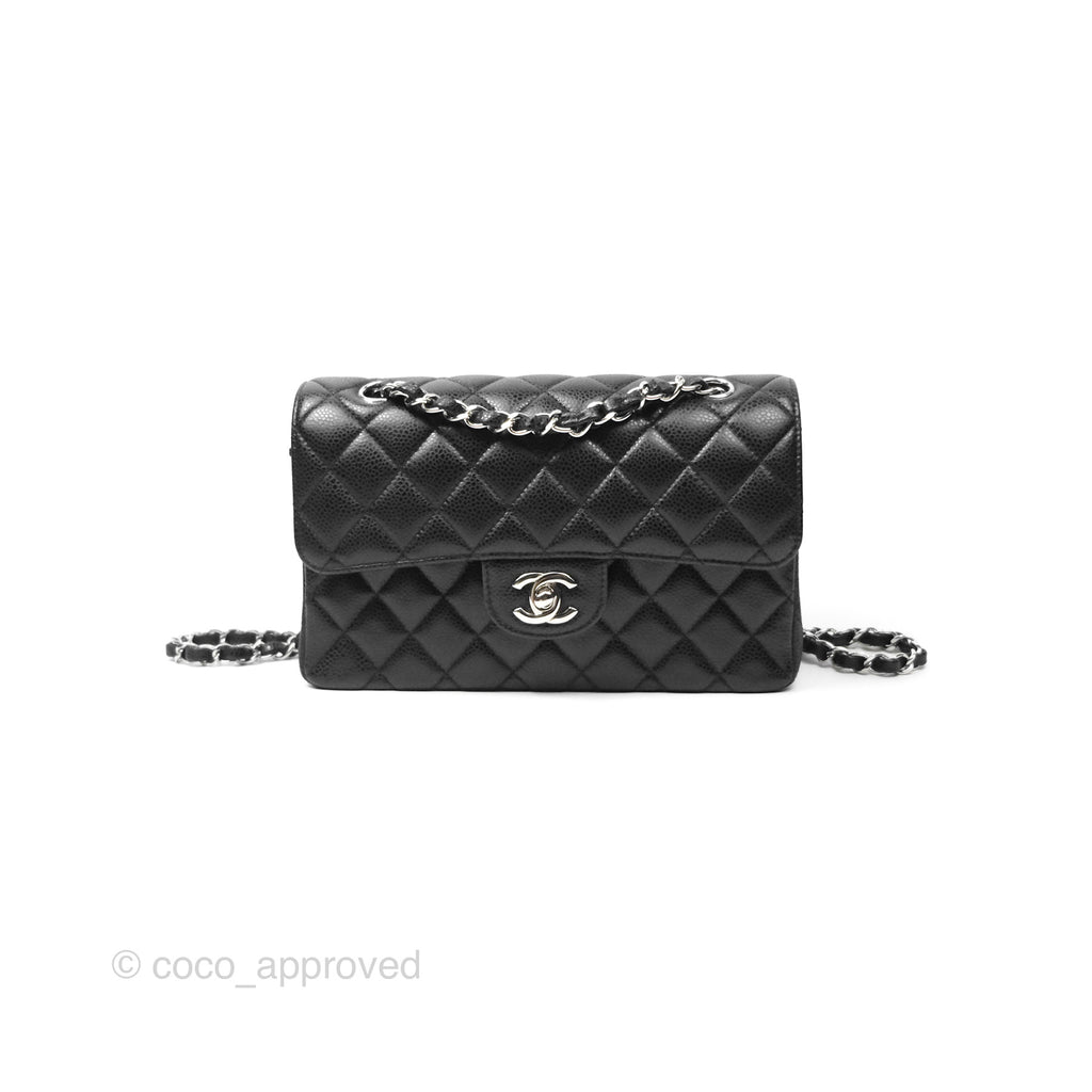 Chanel Small Classic Flap Quilted Black Caviar Silver Hardware