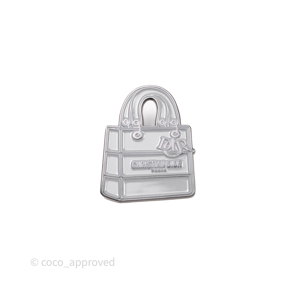 Dior D-lite Pin Brooch Light Grey Silver Tone
