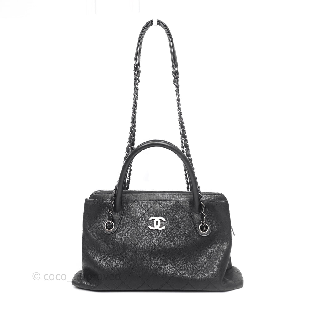 Chanel Quilted Shopping Tote Black Caviar Ruthenium Hardware