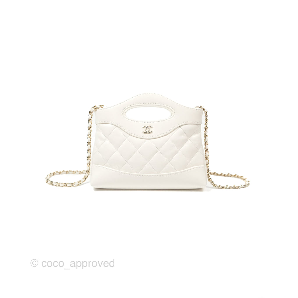 Chanel Nano 31 White Shiny Calfskin Gold Hardware