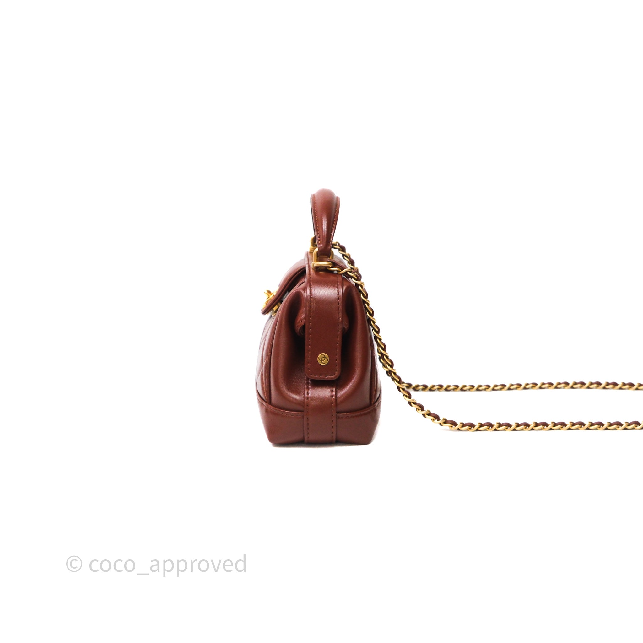 【希少・極美品！】シャネル　ドクターズバッグ　ブラウン Chanel Mini Cocodoc Doctor Bag Quilted Brown Shiny Lambskin Aged