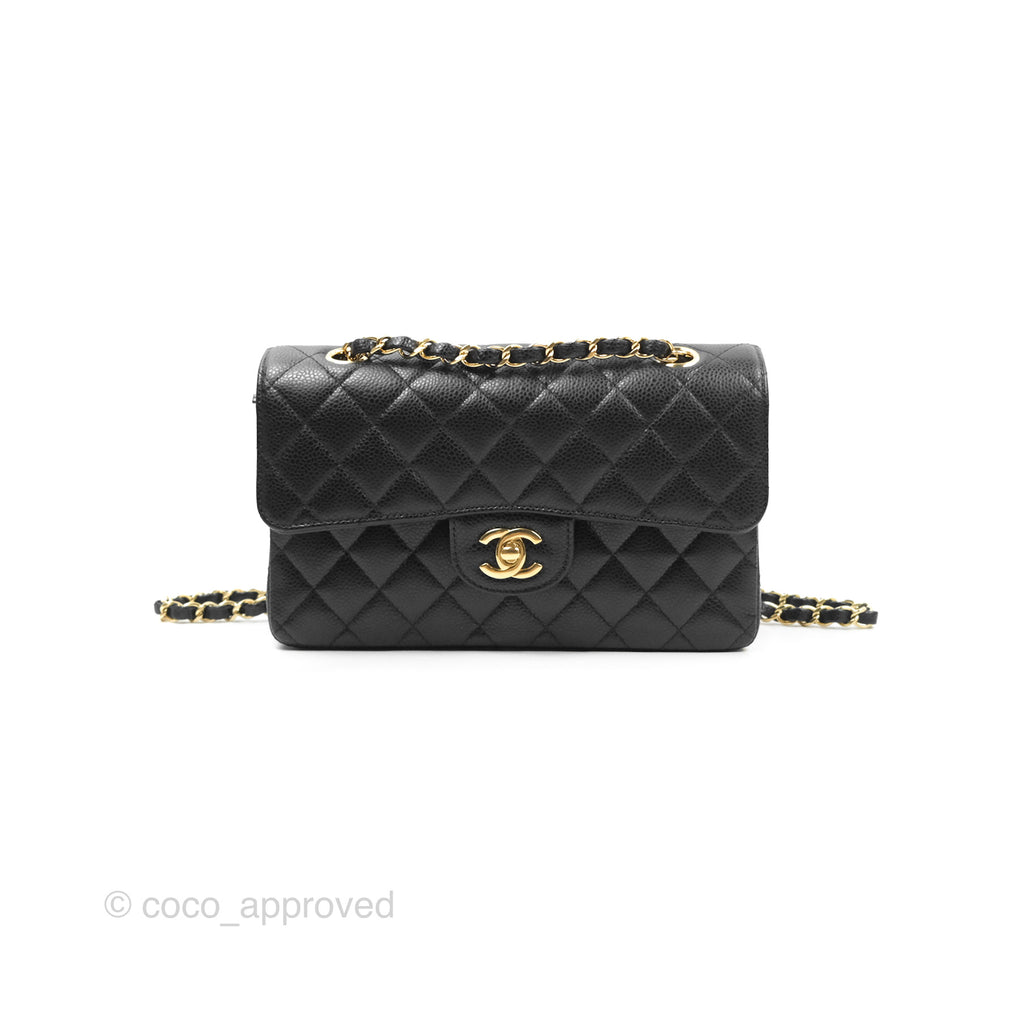 Chanel Small Classic Quilted Flap Black Caviar Gold Hardware