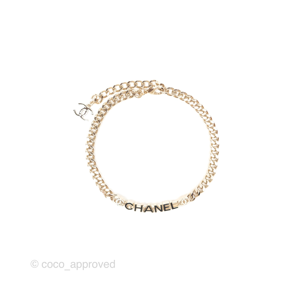 Chanel Logo Chain Choker Gold Tone 22S