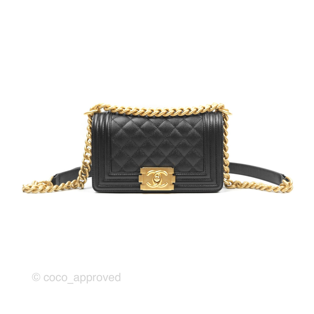 Chanel Small Boy Black Caviar Gold Hardware