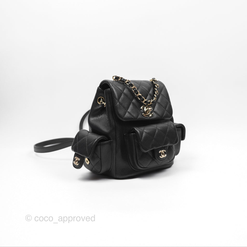 Chanel Small Duma Backpack Caviar Black Gold Hardware 23K