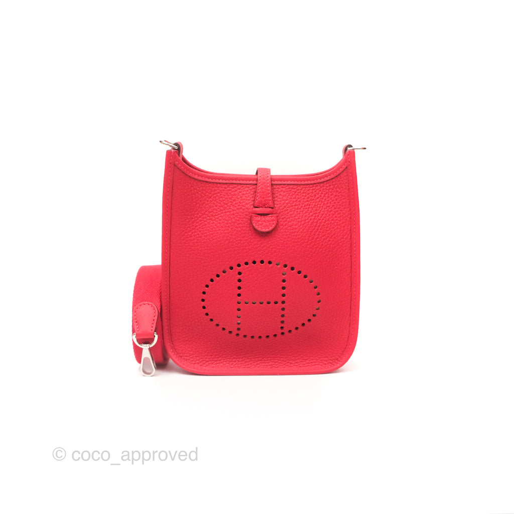 Hermès Mini Evelyne 16 Rouge Clemence Palladium Hardware