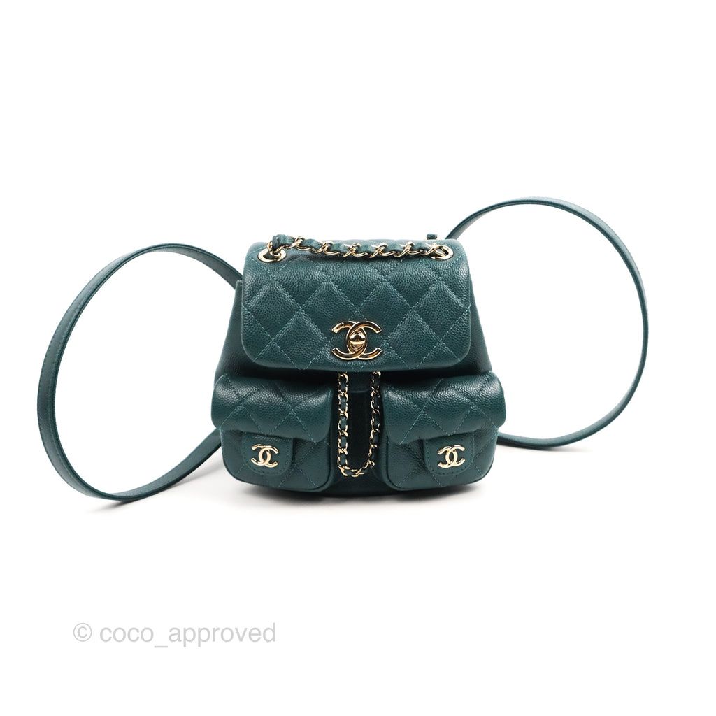 Chanel Duma Backpack Small Green Caviar Gold Hardware 23P