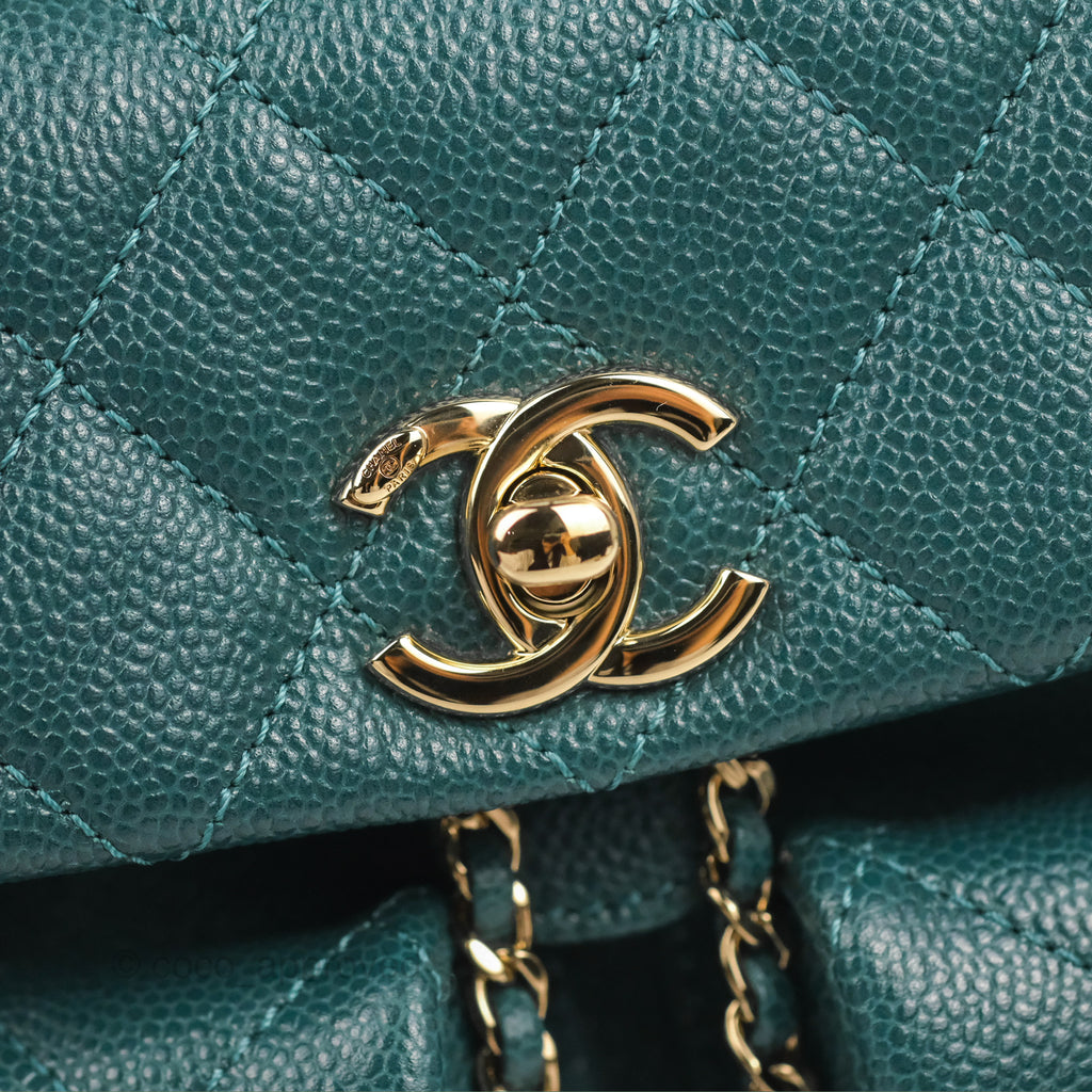 Chanel Duma Backpack Small Green Caviar Gold Hardware 23P