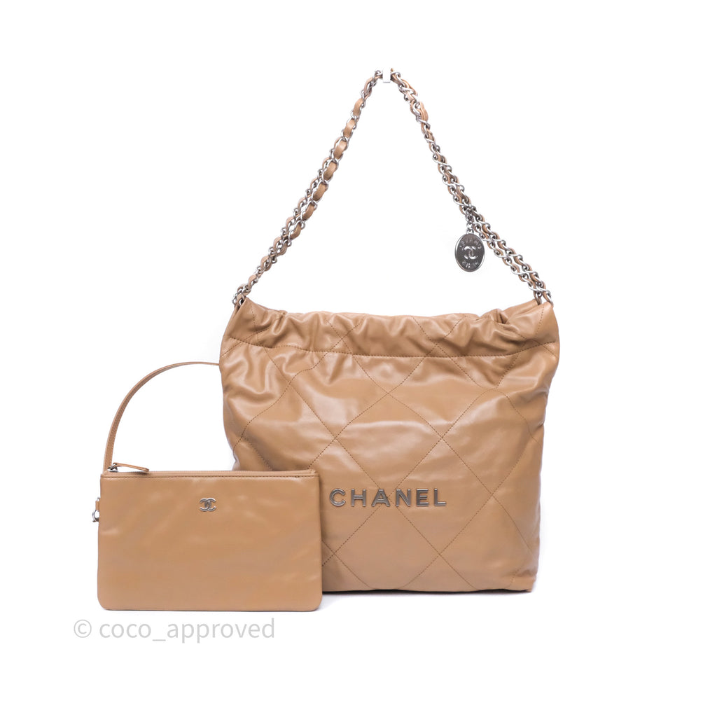 Chanel 22 Small Brown Shiny Calfskin Silver Hardware